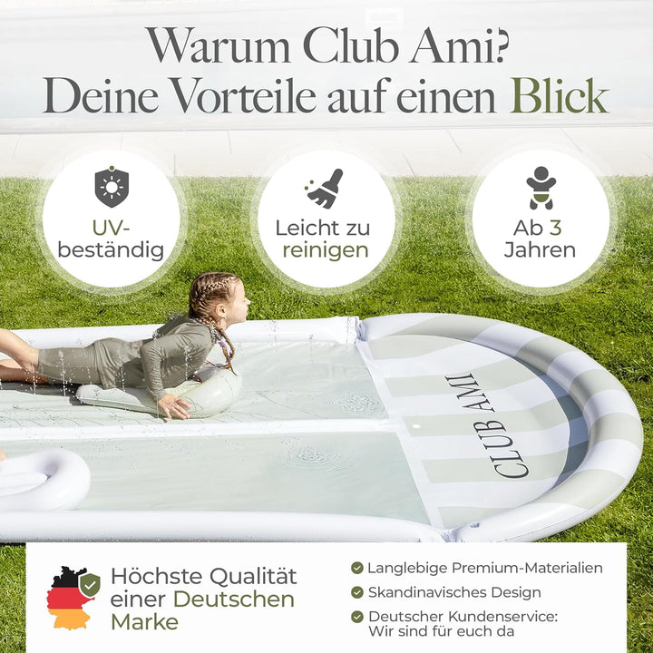 Wasserrutsche Garten für Kinder | reissfestes Premium-PVC-Material | inkl. 2 Bodyboards | Doppel-Bah
