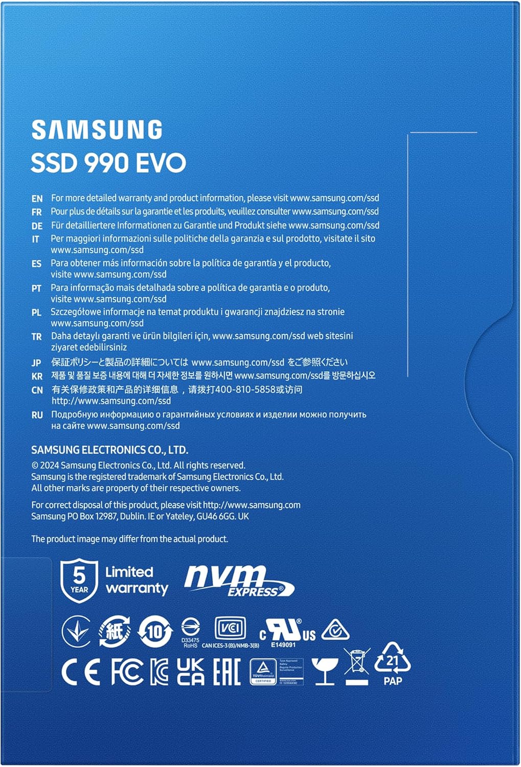 Samsung 990 EVO NVMe M.2 SSD 1 TB, PCIe 4.0 x4 / PCIe 5.0 x2, NVMe 2.0 (2280), 5.000 MB/s Lesen, 3.2