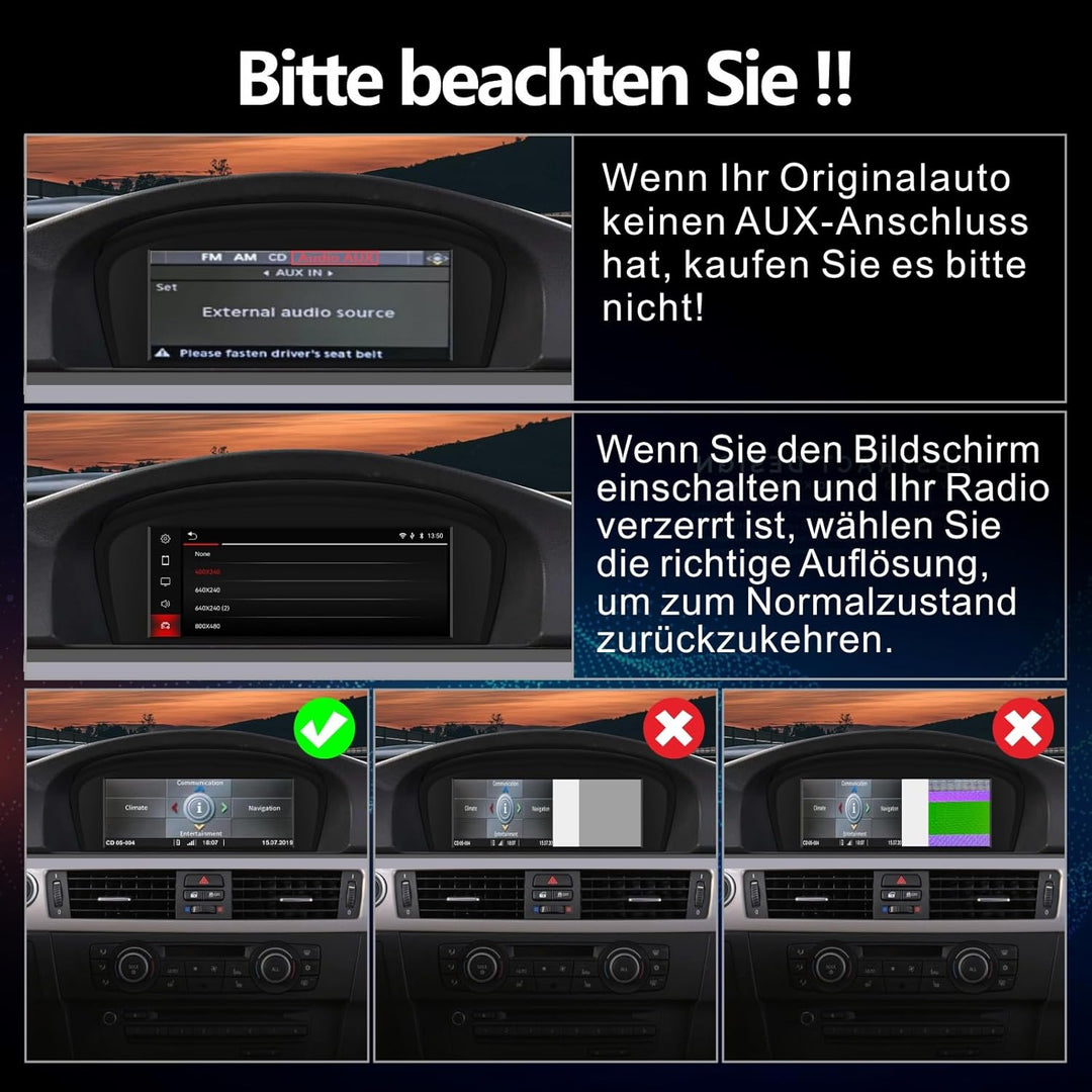 Touchscreen für BMW E60 E90 mit Carplay/Android Auto CIC System Radio für BMW E60/E61/E63/E64/E91/E9
