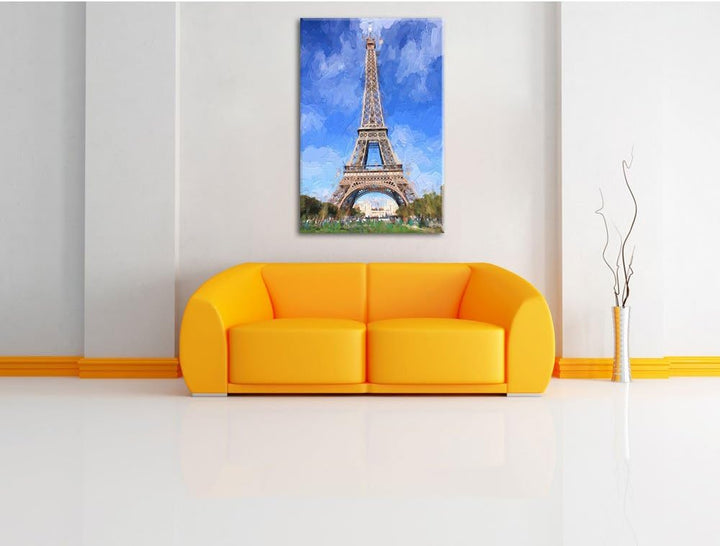 Eifelturm in Paris Pinsel Effekt, Format: 100x70 auf Leinwand, 100x70