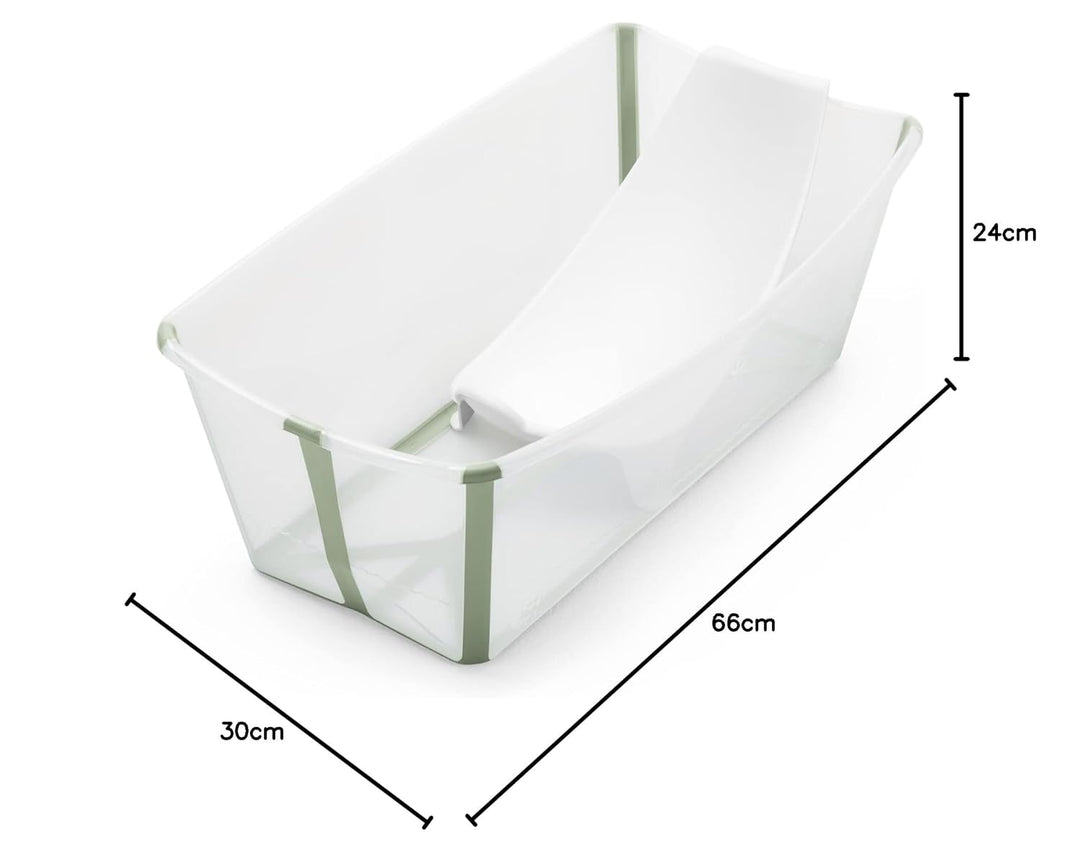Stokke Flexi Bath (Transparent Green) mit Newborn Support - Robust & einfach zu verstauen - Bequem f