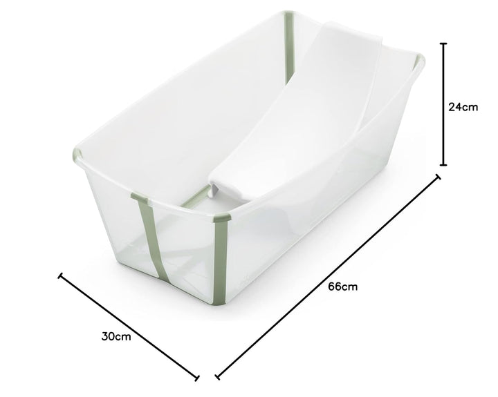 Stokke Flexi Bath (Transparent Green) mit Newborn Support - Robust & einfach zu verstauen - Bequem f