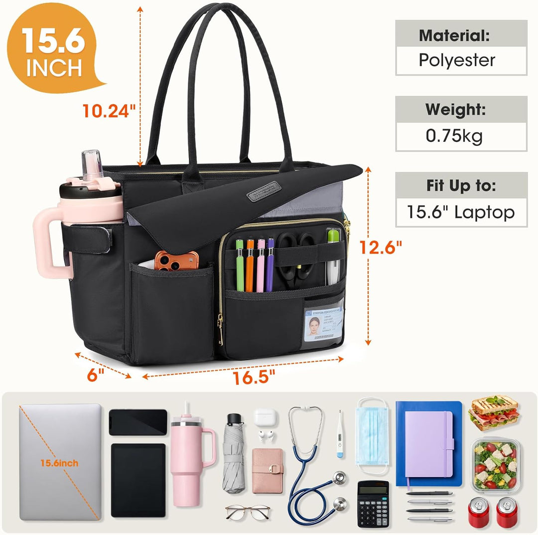 RAINSMORE Lehrertasche Damen mit Lunchfach 15,6 Zoll Laptoptasche Gross Isoliertes Fach Wasserdicht
