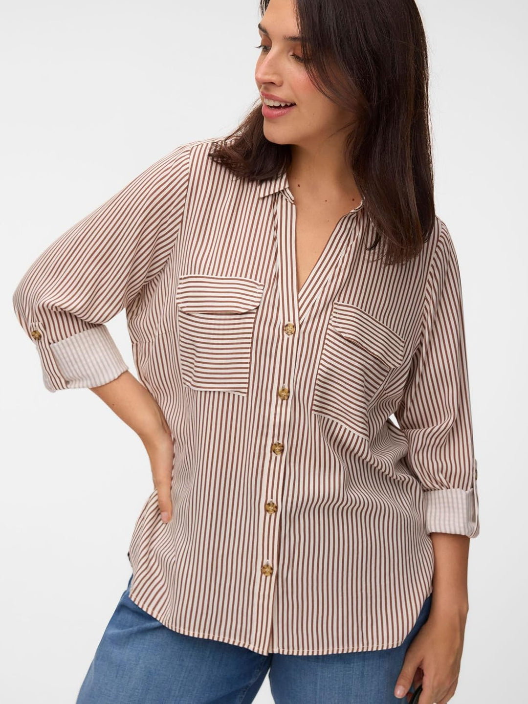 VERO MODA Female Hemd VMCBUMPY Hemd | Shirt 44 Cocoa Brown, 44 Cocoa Brown