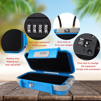 NBYT Tragbarer Safe Box, Zahlenschloss Code, wasserdichter Anti-Diebstahl-Mini-Reisesafe mit abnehmb