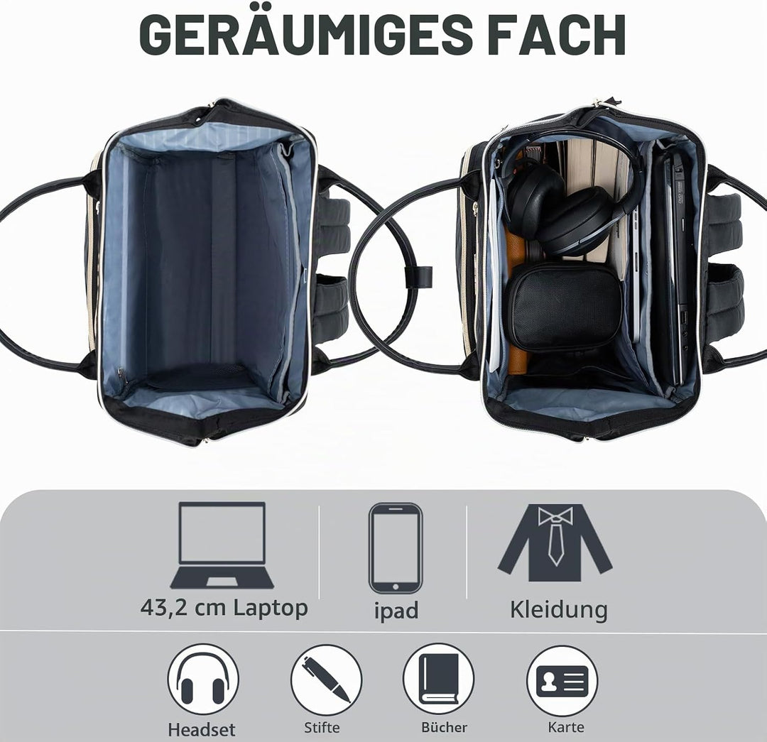 KROSER Laptop-Rucksack Damen 17 Zoll Business Schwarz, Schwarz