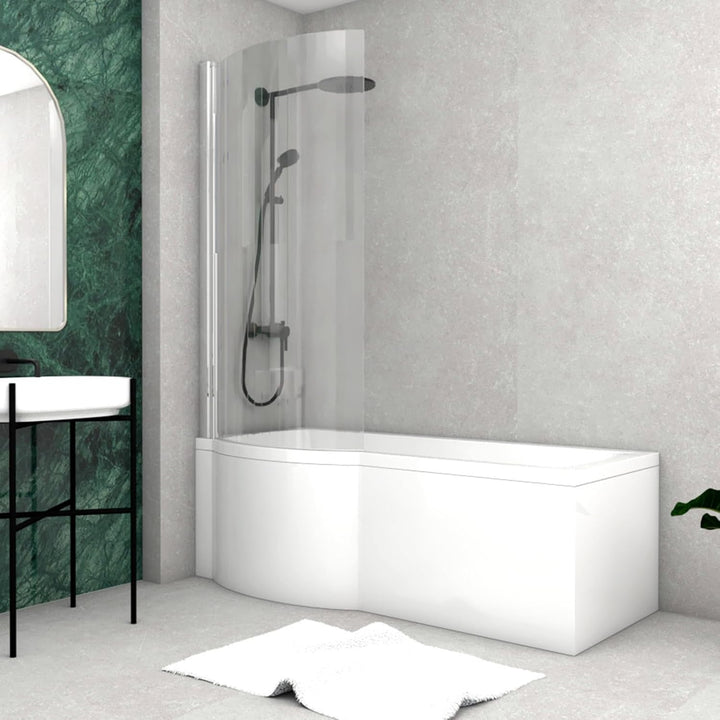 ECOLAM Duschbadewanne Inspiro 170x70 cm + Schürze LINKS I Set Badewanne + Badewannenabtrennung I Dus