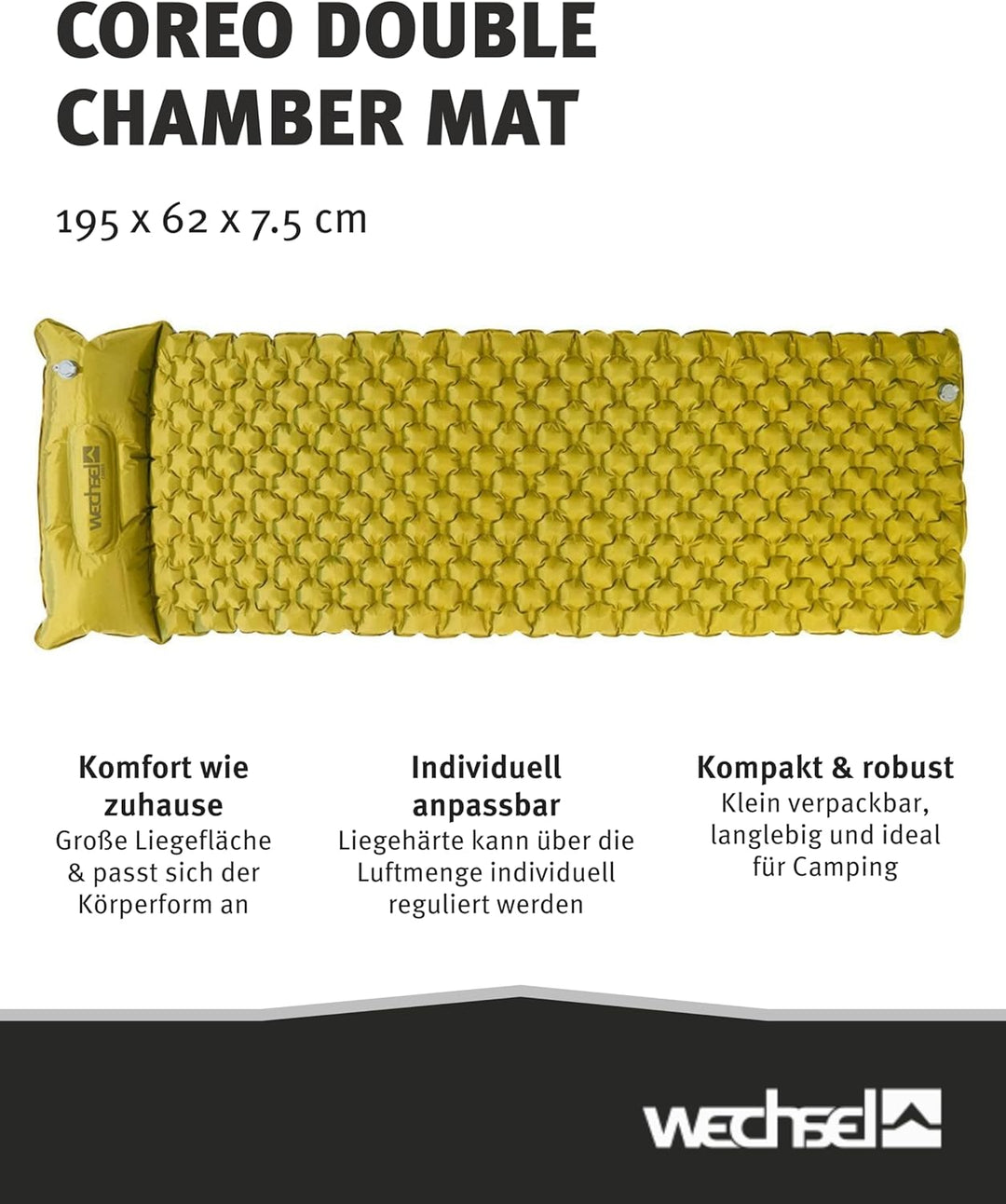 Wechsel Trekking Isomatte Coreo Luftbett Thermomatte Ultra Leicht Pumpe 0,9 kg