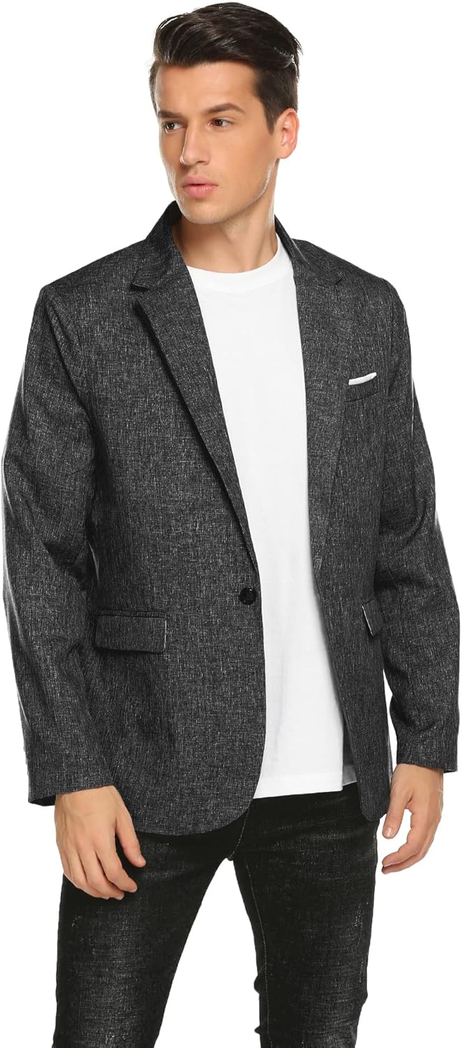COOFANDY Freizeit Sakko Herren Blazer Regular Fit Modern Sportlich Männer Jackett XXL Schwarz, XXL S