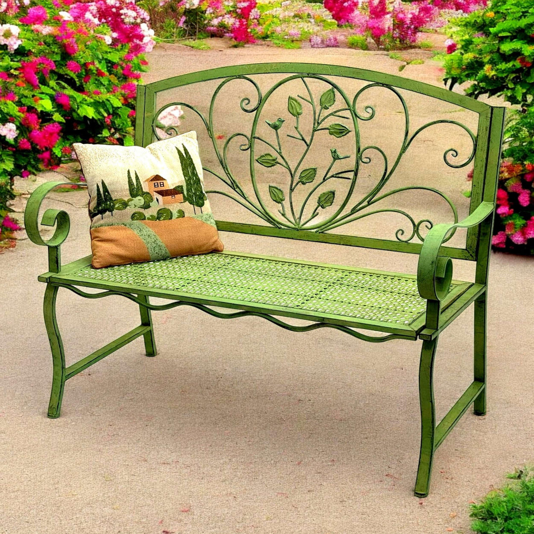 DanDiBo Gartenbank Rossa Wetterfest 2 Sitzer Metall Grün 110 cm 96593 Sitzbank Eisen Bank Garten Ant