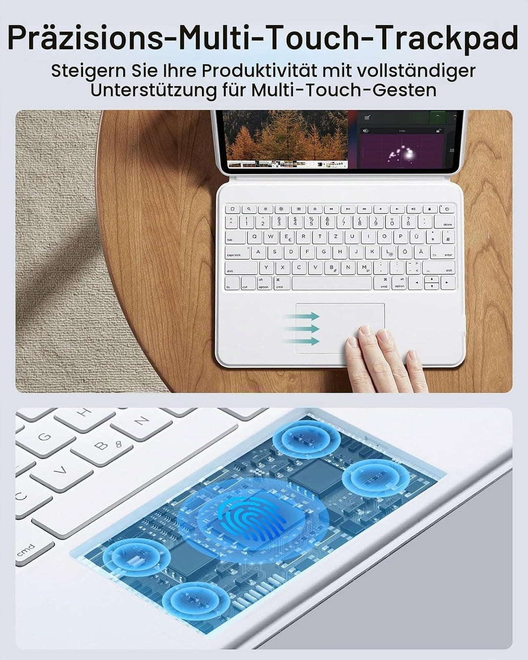 ESR für iPad Pro 13 Zoll (M5/M4) Tastatur Hülle mit Trackpad, Weiss iPad Pro 13 (2024) Weiss, iPad P