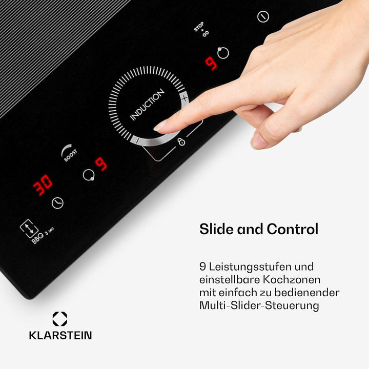 Klarstein Delicatessa Slim Domino Induktionskochfeld - autarke 2 Zonen Herdplatte Induktion, Indukti