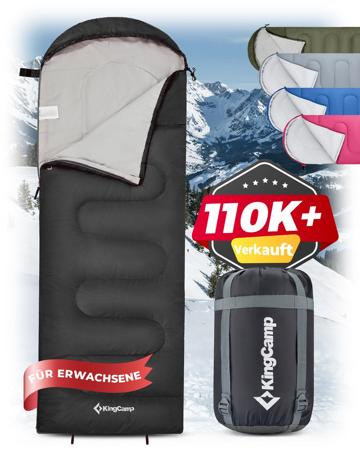 KingCamp Schlafsack für Erwachsene, kaltes Wetter & warm, XL, grosse und hohe Flanell-Schlafsäcke mi