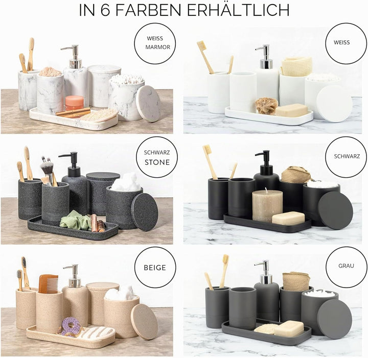 ZCCZ Badezimmer Set – 6 Teile – Badezimmer Organizer mit Zahnbürstenhalter, Seifenspender, Seifensch
