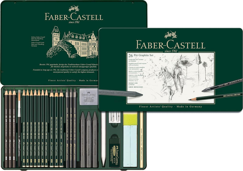 Faber-Castell 112974 - Pitt Graphite Set im Metalletui, gross, 26-teilig groÃŸ, groÃŸ