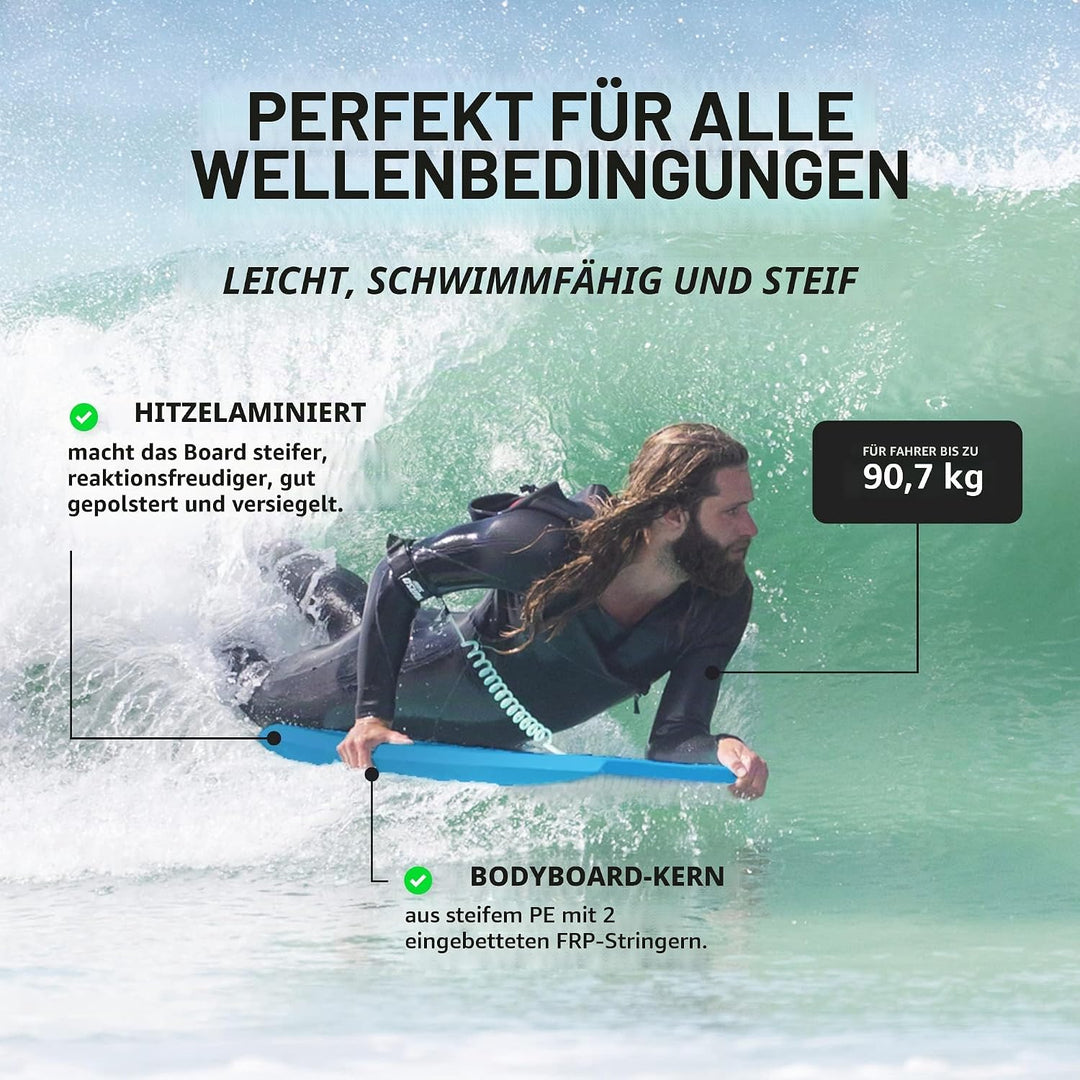 THURSO SURF 42 Zoll Bodyboard für Strand und Pool – Leichtes PE-Core mit IXPE-Deck, HDPE-Boden und F