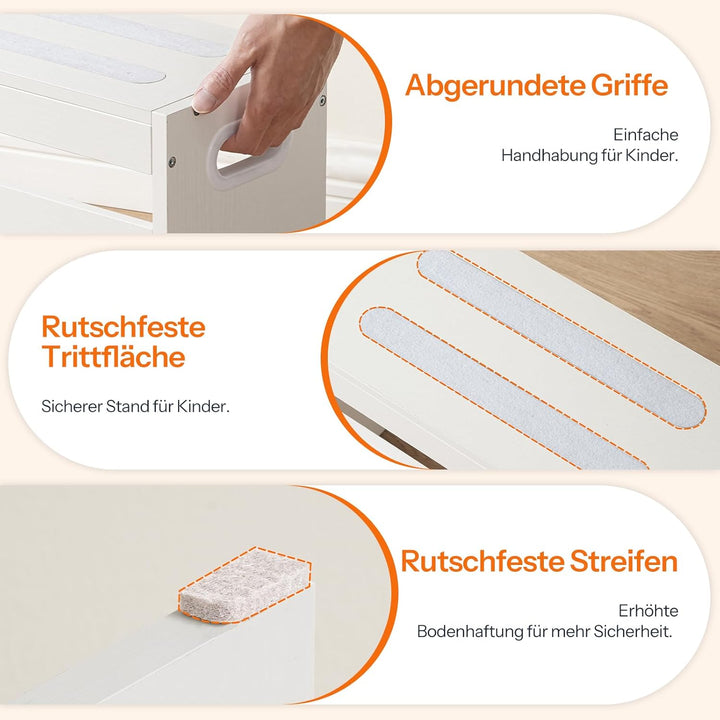HOOBRO Kinderhocker Set, zweistufiger Tritthocker Kinder, Hocker Kinder, Küchenhelfer Turm, Kindersc