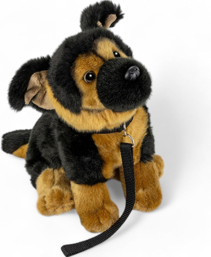 Carl Dick Schäferhund mit Leine sitzend, Hund, Plüschtier, Kuscheltier, ca. 25cm 3498 Shs - Schwarz-