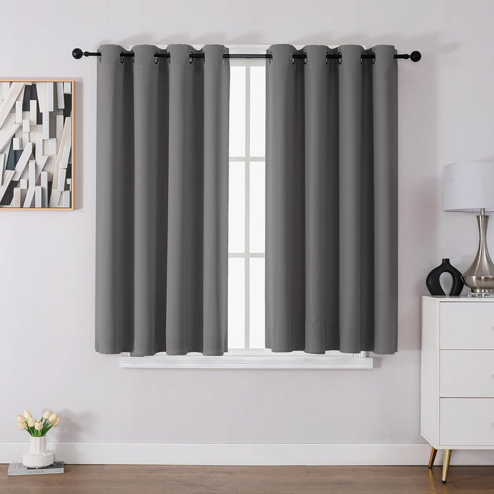 CUCRAF Ösen Kurze Vorhänge Fensterbehandlung Verdunkelungsvorhänge Raumdekoration - H137 x B132cm He
