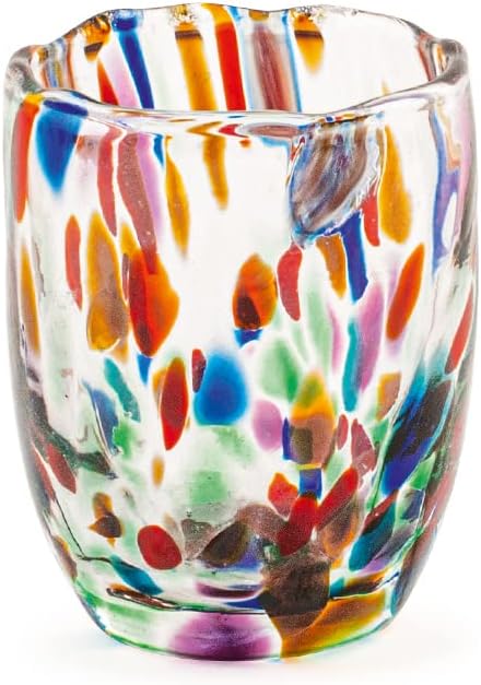 H&h set 6 bicchieri veneziano in vetro decorato multicolore cl 5