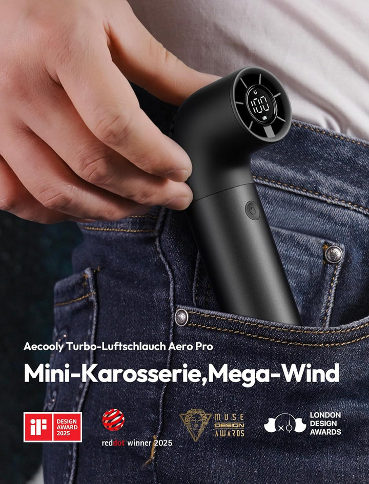Aecooly Tragbarer Handventilator, Leistungsstarker Turbo-Lüfter mit 19000 U/min, Aero Pro, Bis zu 15