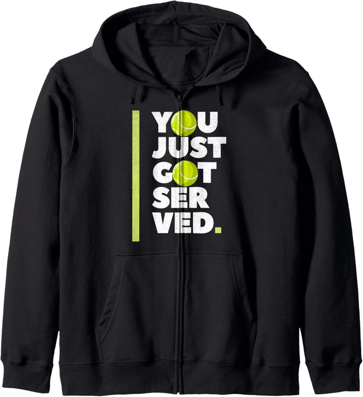 You Just Got Served Funny Sports Pun Tennis Distressed Kapuzenjacke