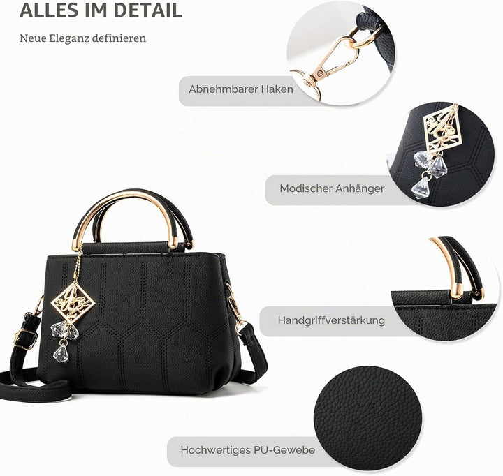 NICOLE &amp; DORIS Handtasche Damen Klein Schultertaschen PU Leder Frauen Umhängetasche Henkeltasche Min
