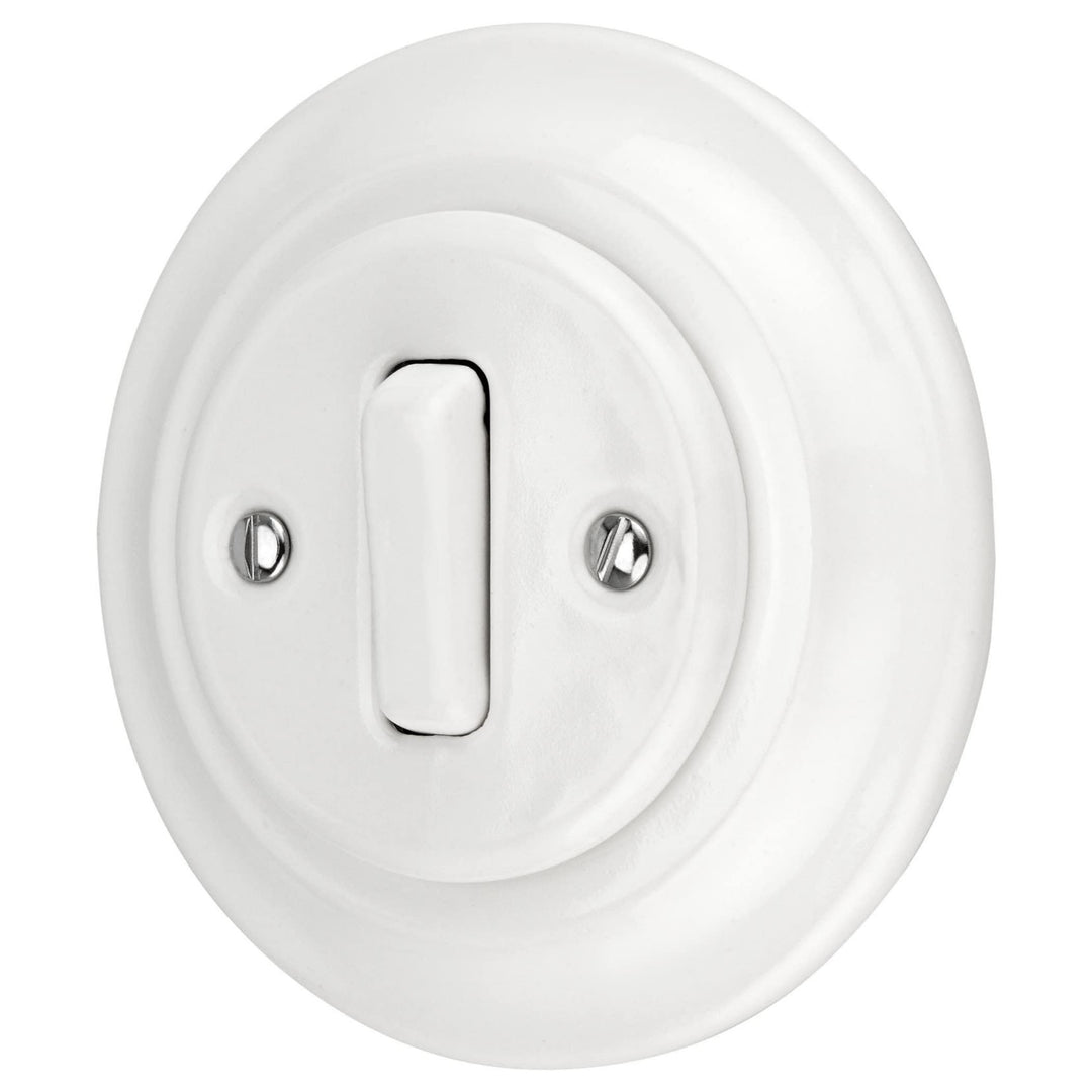 Unterputz Porzellan Retro, Schalter, Wechselschalter, All-in-One, Serie PR1 weiss