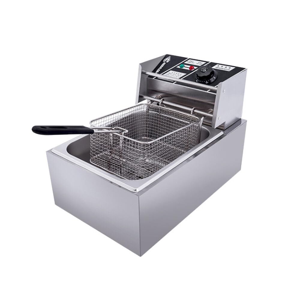 Elektrische Friteuse mit Fett 2500W 6 L Kommerzielle Fritteusen Edelstahl Kaltzonen Fritöse, Profi G