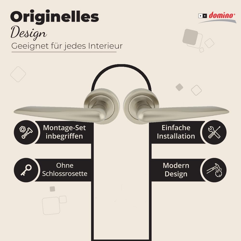 domino Türgriff Drückergarnitur | Türklinke für Zimmertür, Bürotür, Kellertür & Innentür | Türbeschl