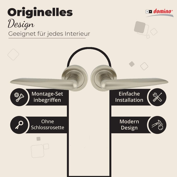 domino Türgriff Drückergarnitur | Türklinke für Zimmertür, Bürotür, Kellertür & Innentür | Türbeschl