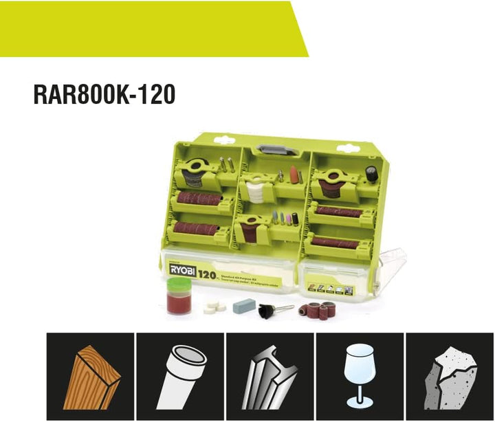 RYOBI Mehrzweck-Set, 120 tlg. RAR800K-120 Koffer 120 pcs, Koffer 120 pcs
