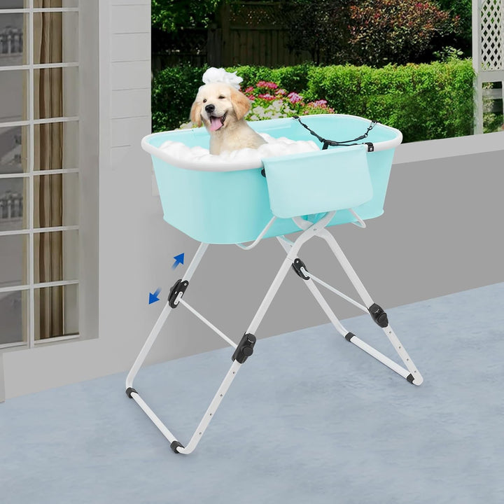Hundebadewanne Faltbar Mit Einstellbarer Höhe (70-100cm) Für Zuhause Und Tierpflege, Tragbare Badewa