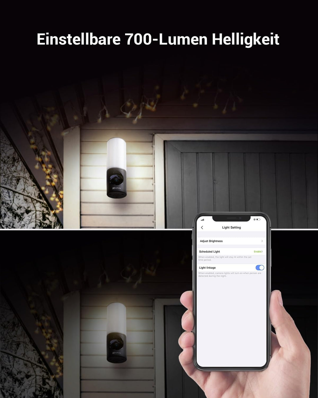 EZVIZ 4MP Floodlight, WLAN Überwachungskamera für den Aussenbereich, Flutlicht mit Integrierter Bele