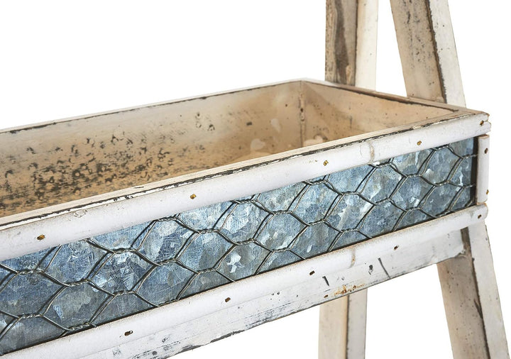 Kobolo Blumenbank Blumentreppe Blumenständer Holz altweiss 44x30x84 cm