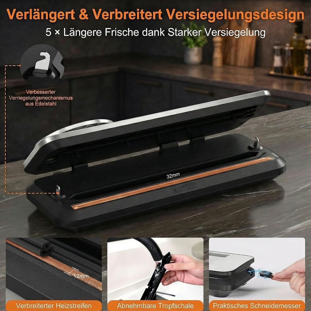 90kPa Automatische Vakuumiergerät mit Trocken-/Nass-/Flüssigkeitsmodus, Vakuumierer für Lebensmittel