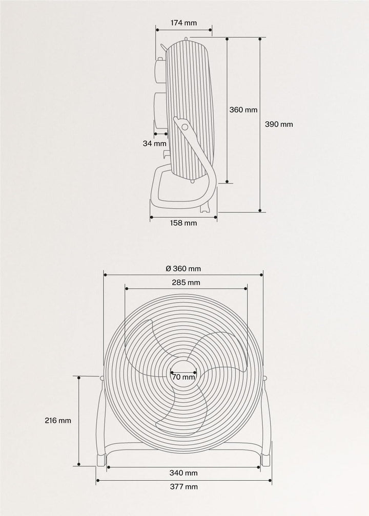 CREATE / AIR FLOOR RETRO/Industrieller Bodenventilator/Schwarzer Ventilator, 12 Zoll, starker Luftst