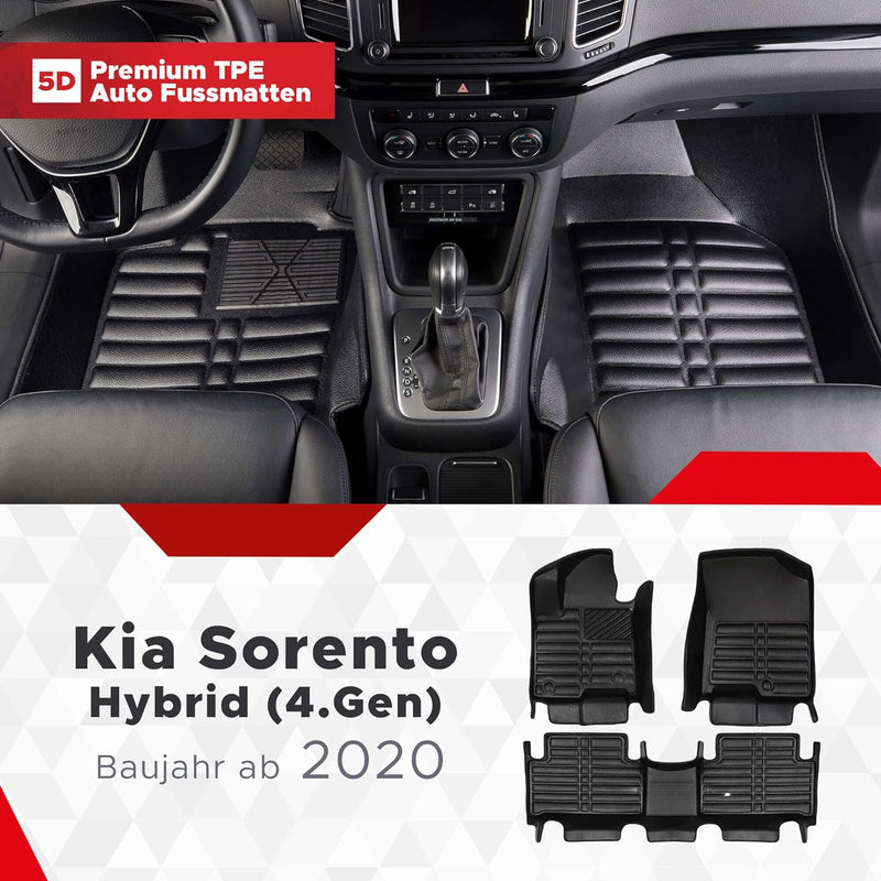 fussmattenprofi.com Auto Fussmatten Kompatibel mit Kia Sorento HYBRID (4.Gen) Baujahr ab 2020 I 100%