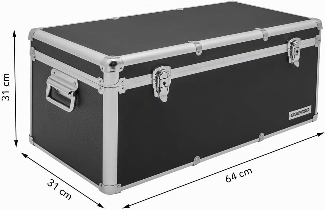 Aluminium-Rahmenkoffer Transport-Box, Koffer in Schwarz mit 54 Liter Volumen 054 Liter Schwarz, 054
