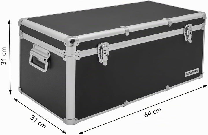 Aluminium-Rahmenkoffer Transport-Box, Koffer in Schwarz mit 54 Liter Volumen 054 Liter Schwarz, 054