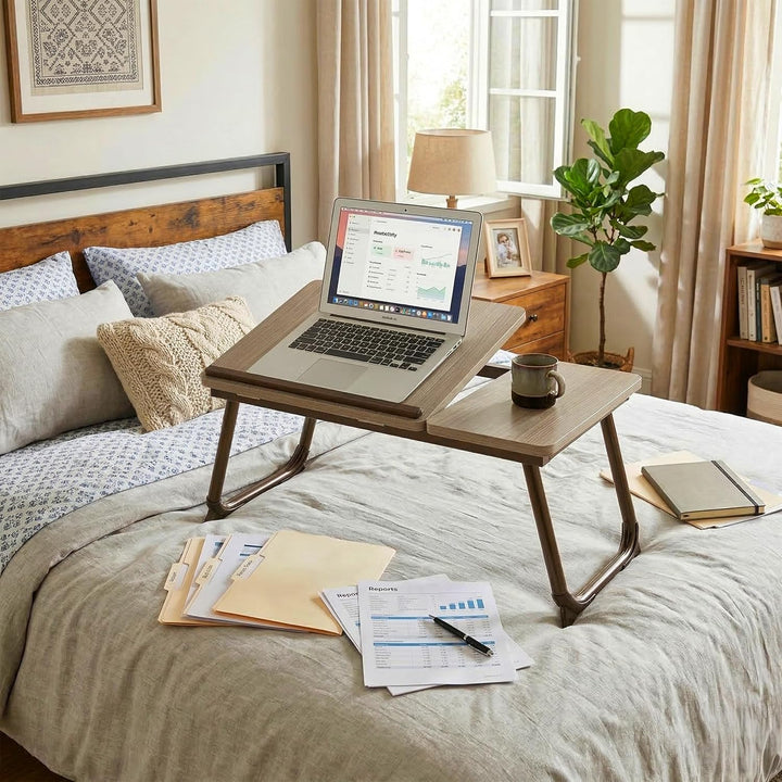 Relaxdays Laptoptisch für Bett & Couch, klappbarer Betttisch, höhenverstellbar, Betttablett, Metall,