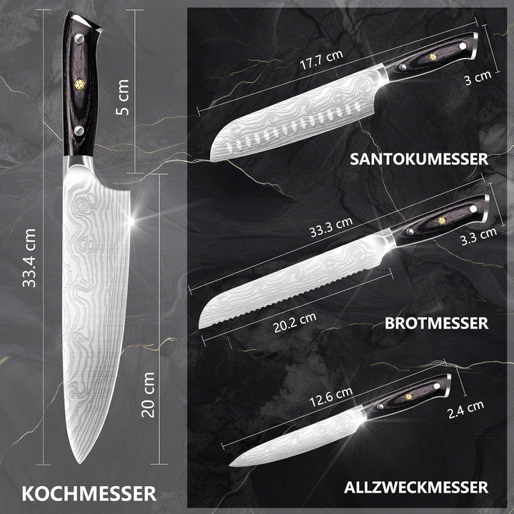 Küchenmesserset 4 tlg mit Geschenkbox aus Holz Weihnachtsgeschenke, Ideale Geschenke für Männer, Deu
