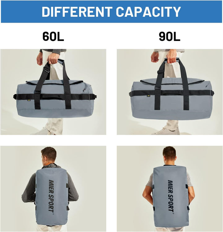 MIER Sporttasche Herren Wasserresistente Reisetasche 60L gross Heavy Duty Convertible Sportrucksack