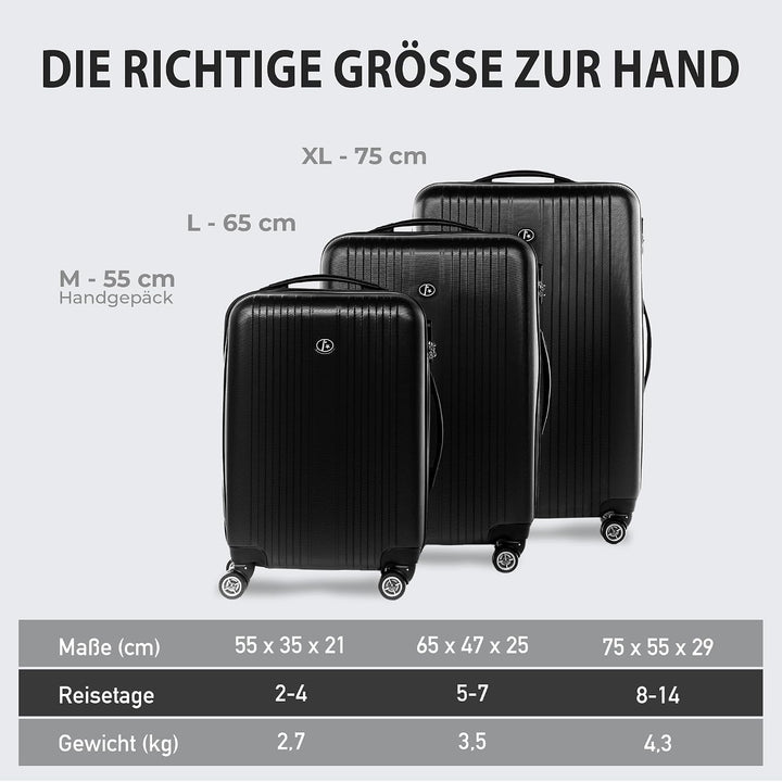 FERGÉ Kofferset Hartschale 3-teilig Toulouse Trolley-Set - Handgepäck 55 cm, L und XL 3er Set Hartsc