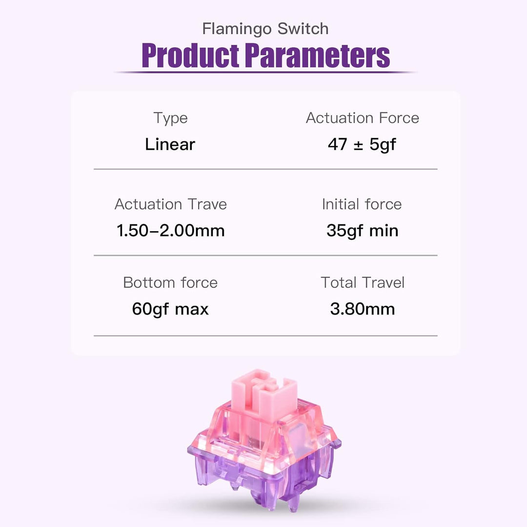 EPOMAKER Flamingo 35 Stück 47 gf Lineare Mechanische Tastaturschalter-Set, 35 gf Anfangskraft Werkss