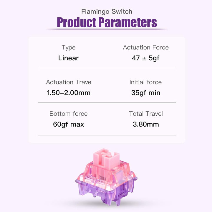 EPOMAKER Flamingo 35 Stück 47 gf Lineare Mechanische Tastaturschalter-Set, 35 gf Anfangskraft Werkss