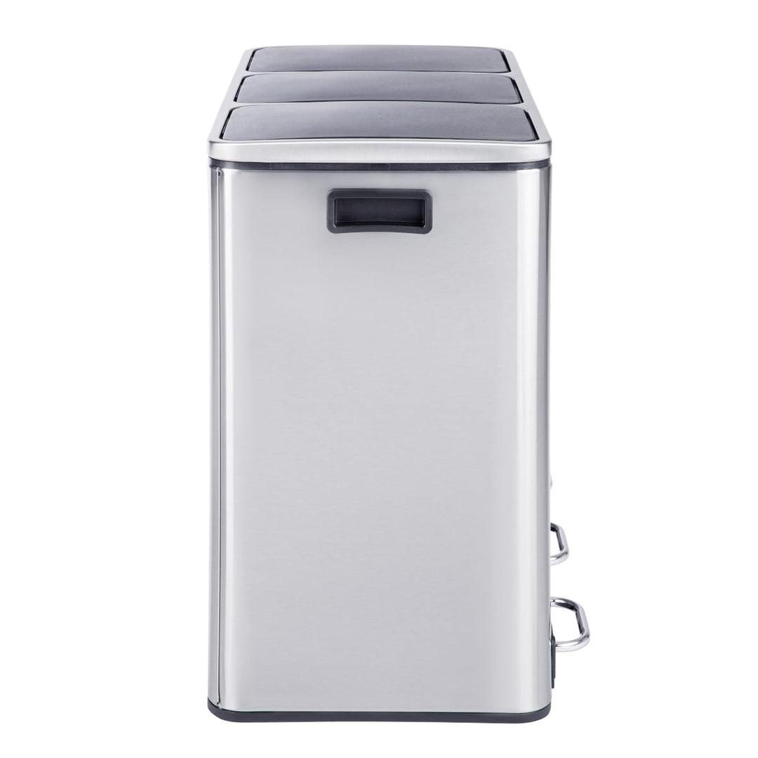 SVITA TM3X18 Edelstahl Treteimer 54 Liter Abfalleimer Mülleimer Design Silber Mülltrennung Papierkor