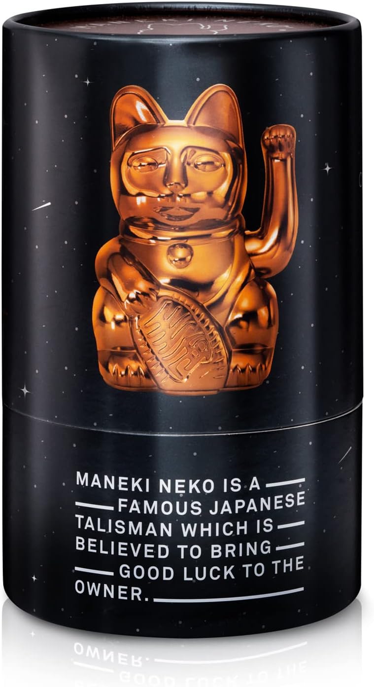 DONKEY Lucky Cat Cosmic Edition Mars Shiny Copper | Winkekatze, Maneki Neko, 15 cm, in Geschenkverpa