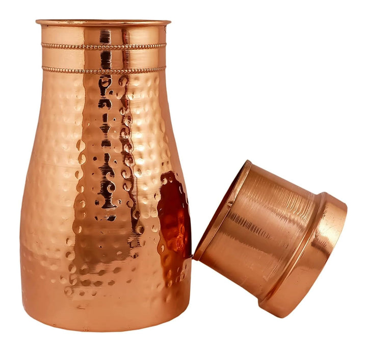 Kupferkrug Nachttisch-Karaffe 1.2 Litre/40 Oz Schlafzimmer-Wasserflasche Ayurveda Gesundheitliche Vo