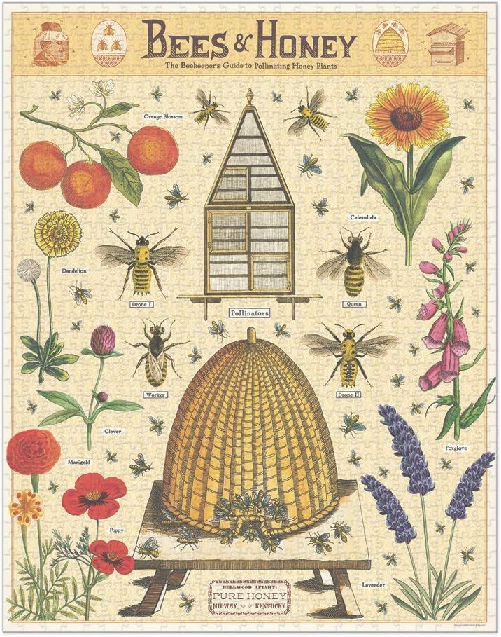 Cavallini Papers & Co. PZL/BEE Bienen & Honig 1000 Teile Puzzle, Mehrfarbig/Meereswellen (Ocean Tide